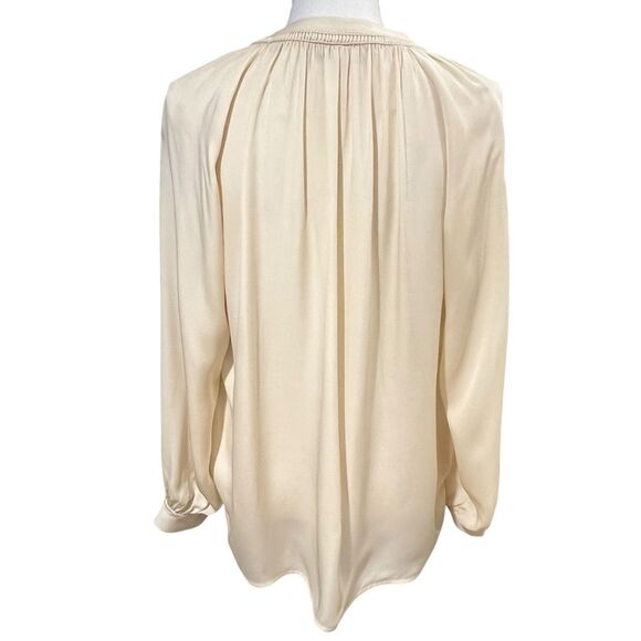 Vince Pleated Shirred Silk Top SMALL Cream Minimalist Old Money Capsule Wardrobe - Picture 5 of 12